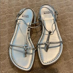 Stuart Weitzman silver strap detailed sandal